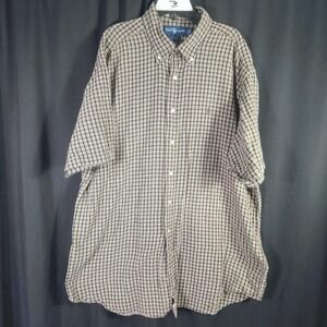 Ralph Lauren Blake Men Plaid Short Sleeve Button Down Shirt XL Cotton breathable